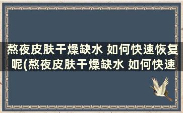 熬夜皮肤干燥缺水 如何快速恢复呢(熬夜皮肤干燥缺水 如何快速恢复正常肤色)